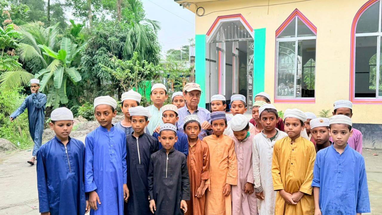 Students at Building